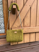 Sac olive kaki chaîne argentée MALETHELI
