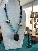 Collier turquoise ethnique pendentif MALETHELI